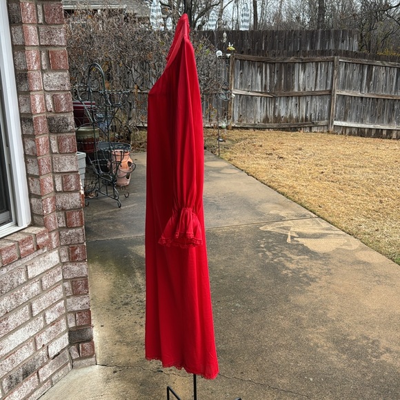 Vintage 1960s ruffled Nylon Lace L Silky Robe - Picture 5 of 10